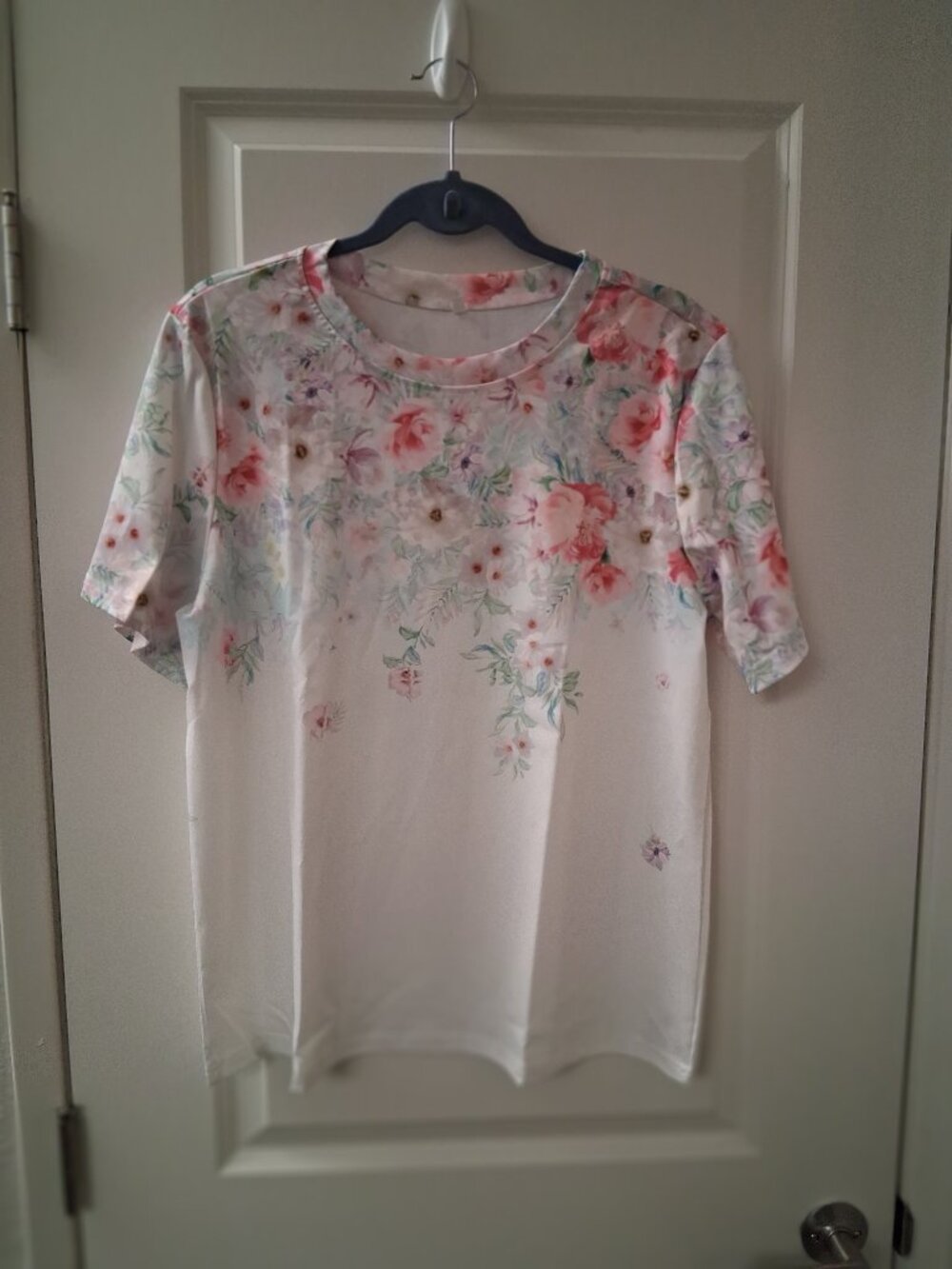 Floral Watercolor Gradient Short Sleeve Blouse Top SZ XXL NIB